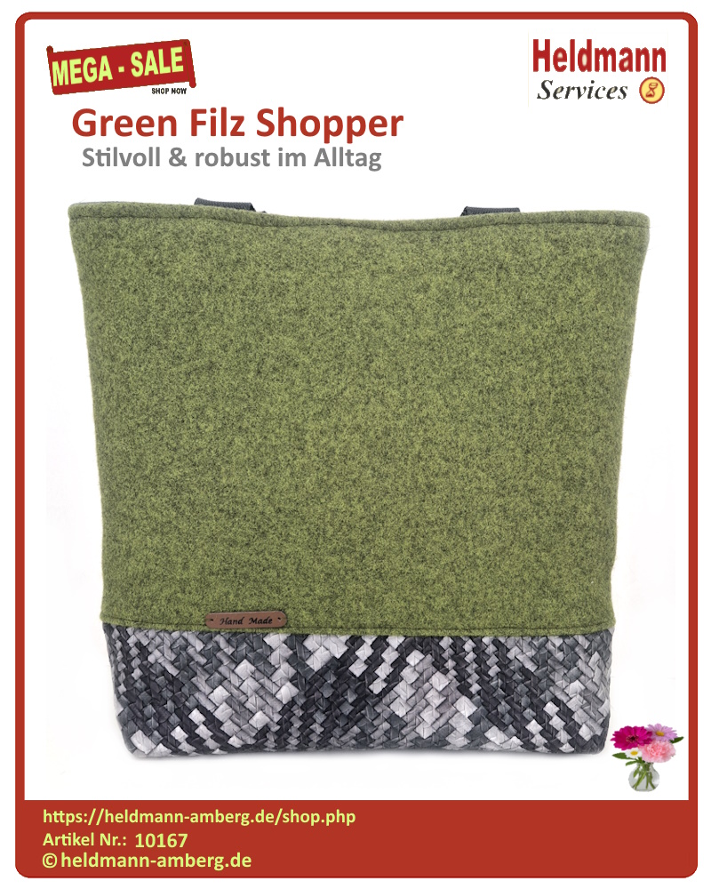 10167 Green Filz Shopper Vorderseite