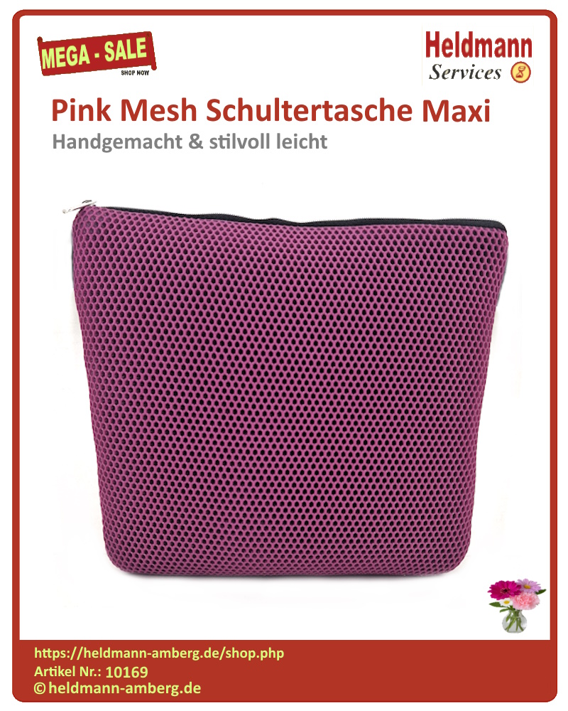 10169 Pink Mesh Schultertasche Maxi Rückseite