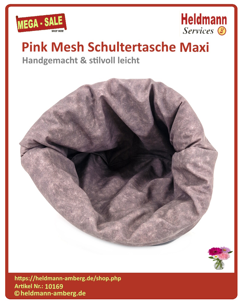 10169 Pink Mesh Schultertasche Maxi Innenseite