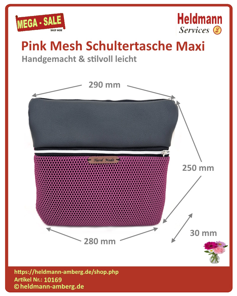 10169 Pink Mesh Schultertasche Maxi Maße