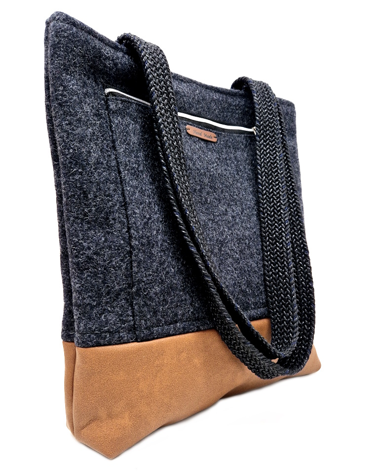 10029 Eleganz Shopper Anthrazit Damen-Shopper-Tasche Seitenansicht lin