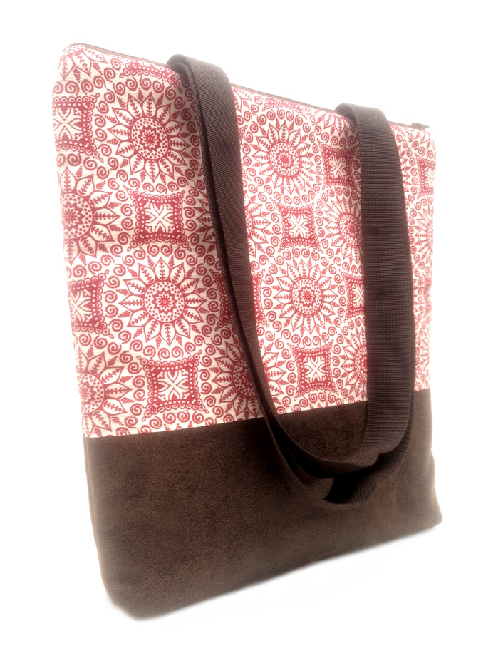 10042 Rot-Weiß Eleganz Shopper Seitenansicht links