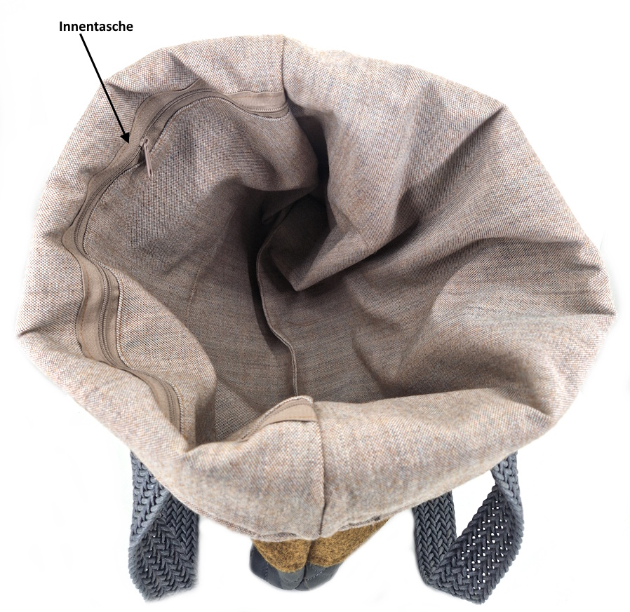 10044 FilzLiebe Shopper Grau-Braun Innenseite