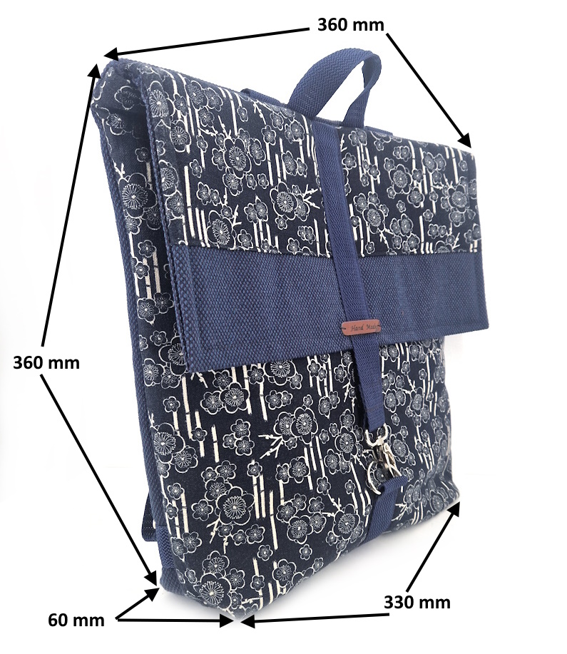 10049 Blütenblauer Damen-Rucksack Maße
