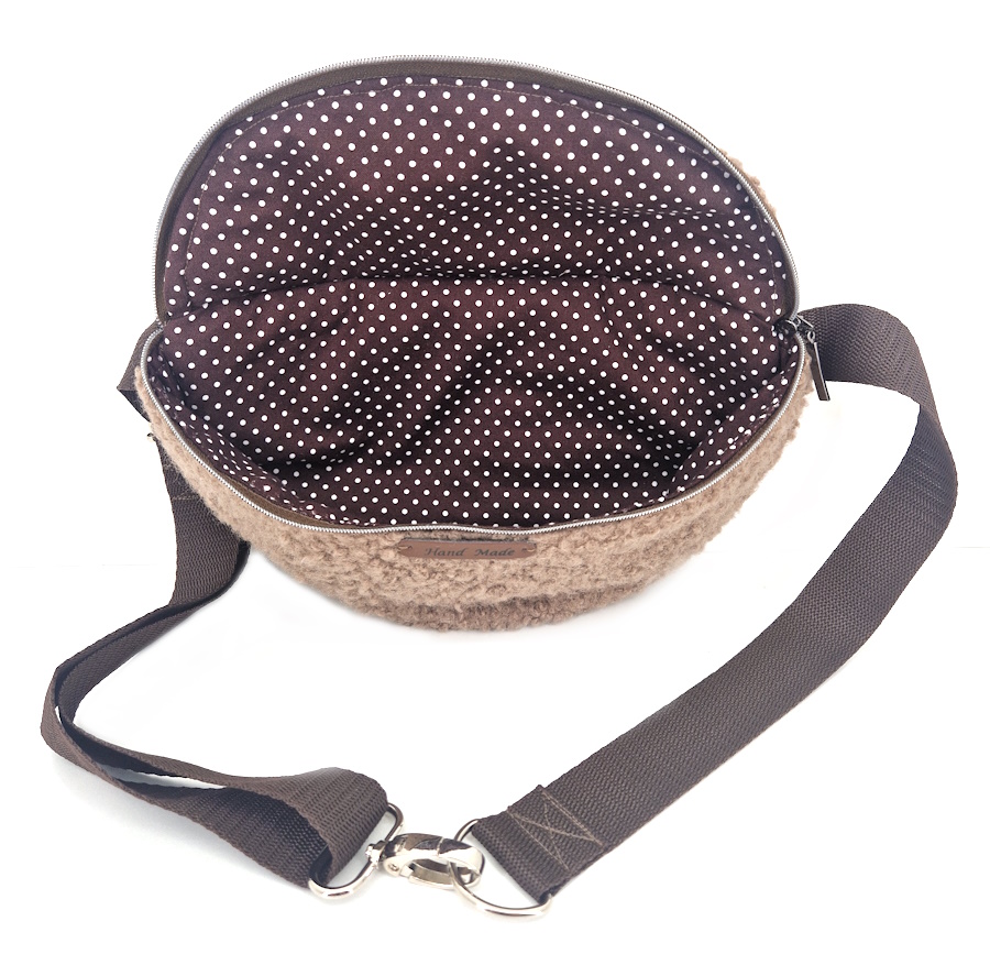 10050 Bouclé-Bauchtasche Beige Innenseite