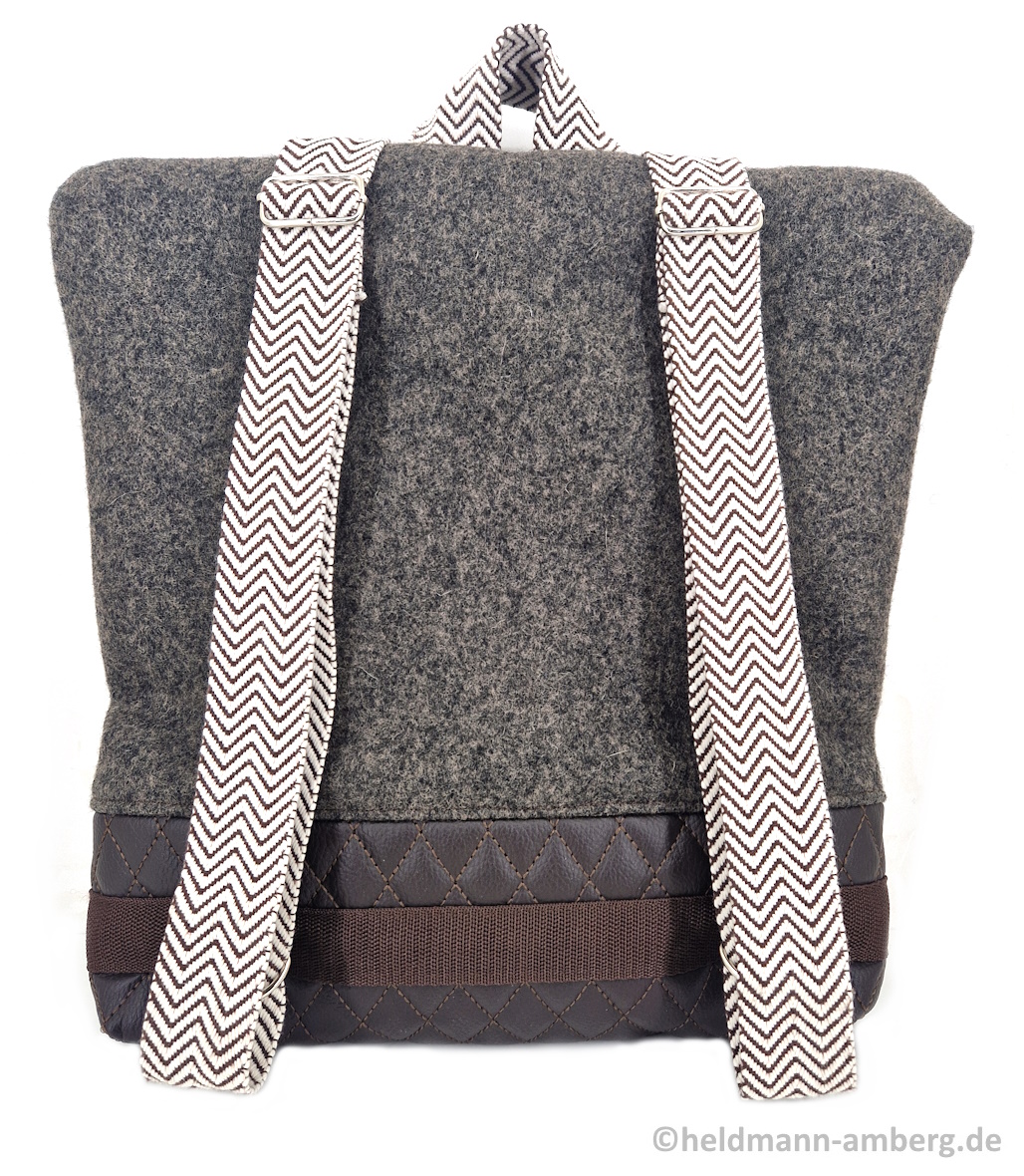 10060 Damen-Rucksack aus Filz & Leder Rückseite