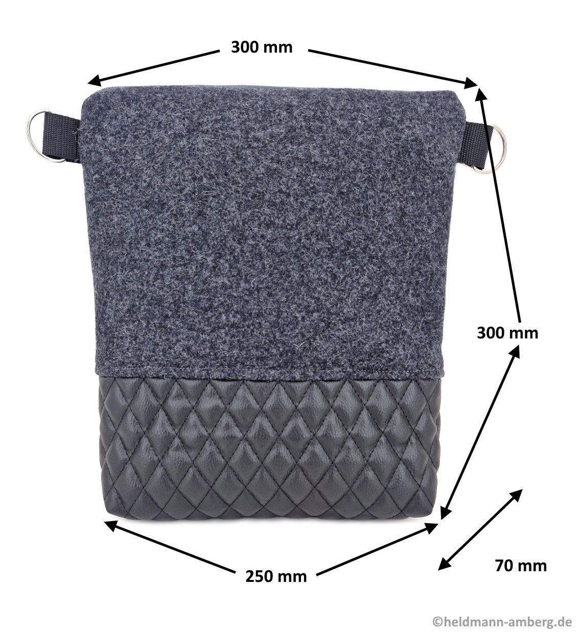 10064 Elegante Filz-Kunstleder Tasche Maße