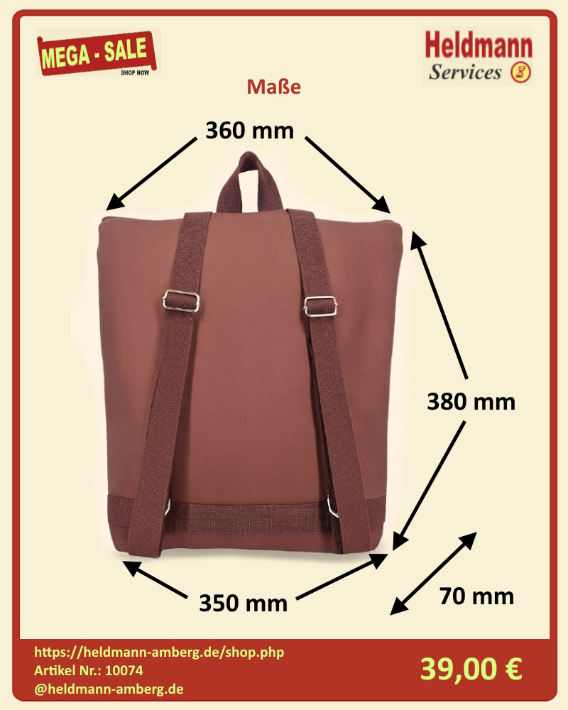 10074 Edler Handmade Damen-Rucksack Maße