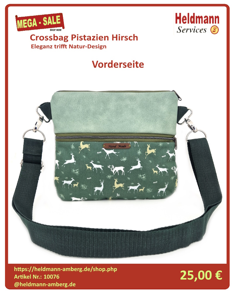 10076 Crossbag Pistazien Hirsch Vorderseite