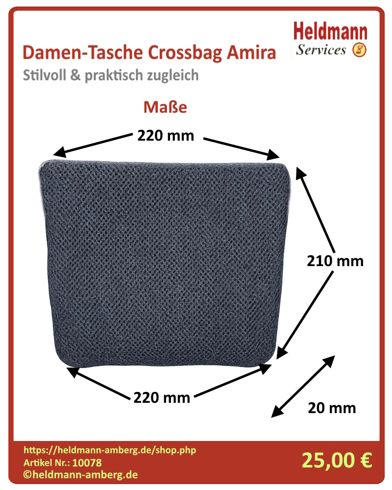 10078 Damen-Tasche Crossbag Amira Maße