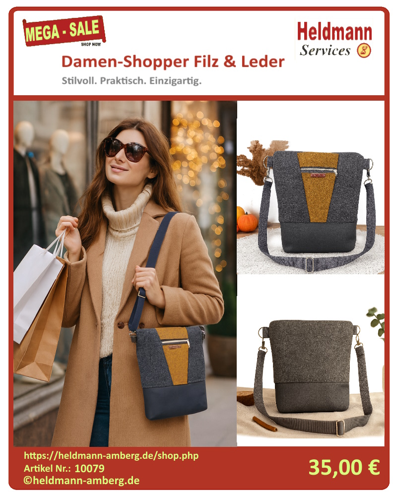 10079 Damen-Shopper Filz & Leder