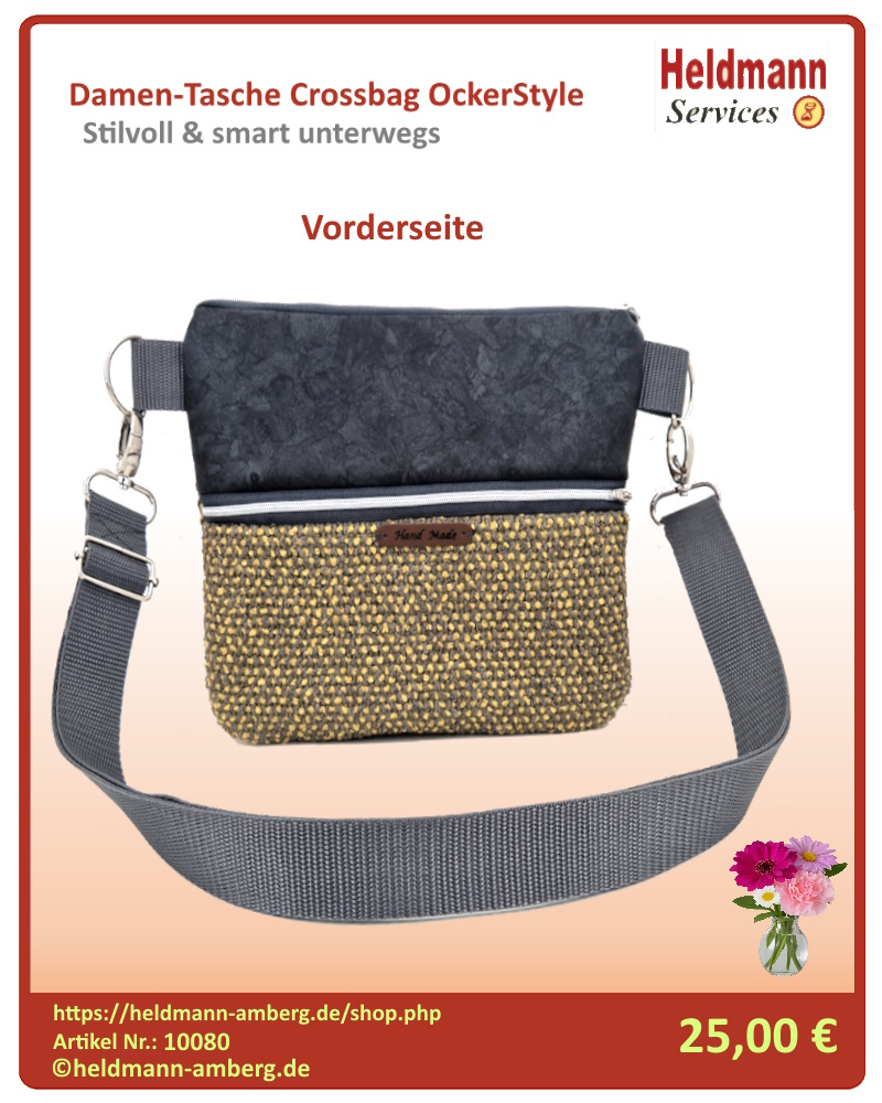 10080 Damen-Tasche Crossbag OckerStyle Vorderseite