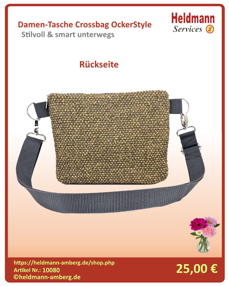 10080 Damen-Tasche Crossbag OckerStyle Rückseite