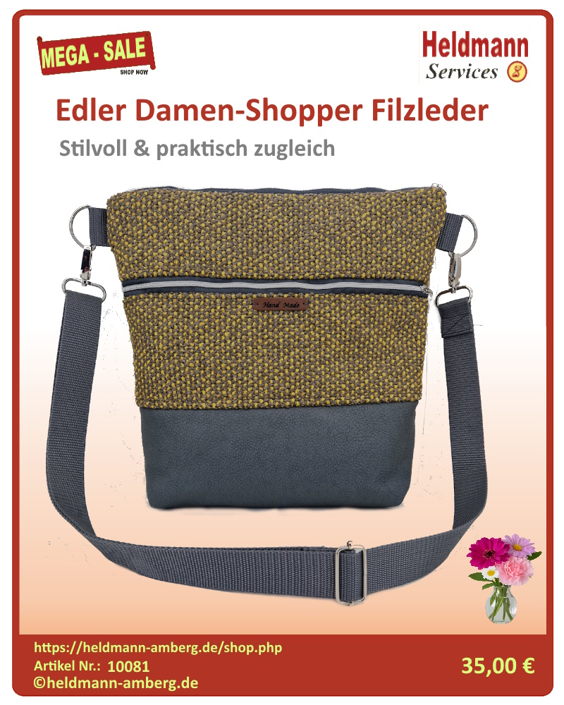 10081 Edler Damen-Shopper Filzleder