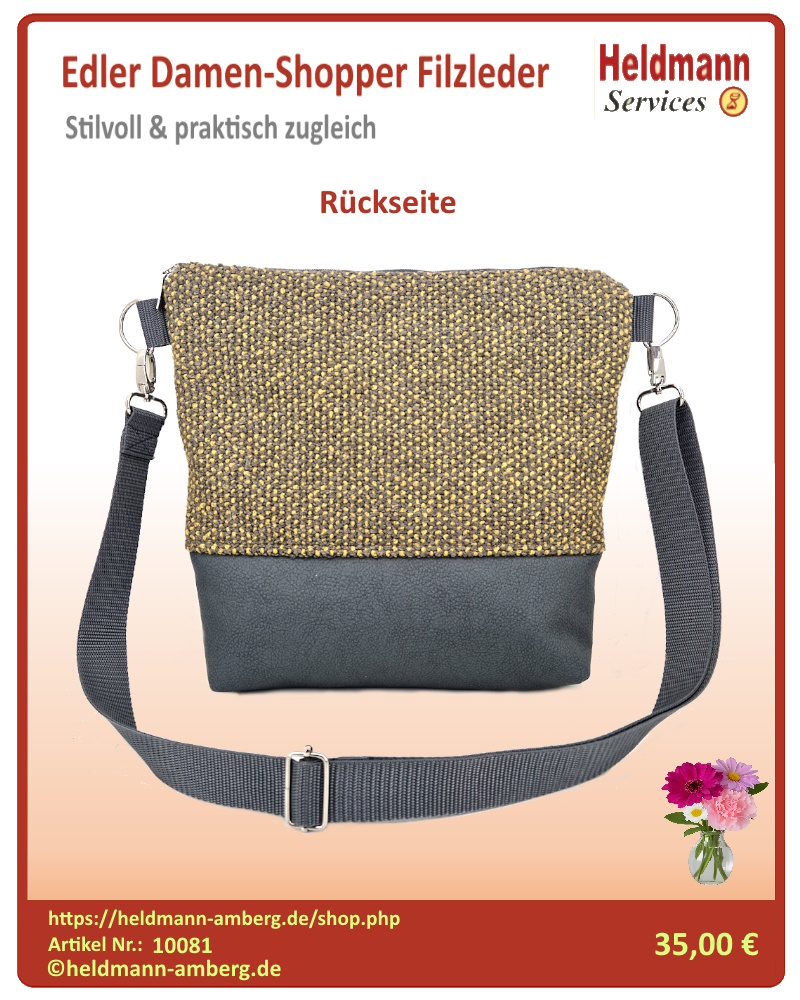 10081 Edler Damen-Shopper Filzleder Rückseite