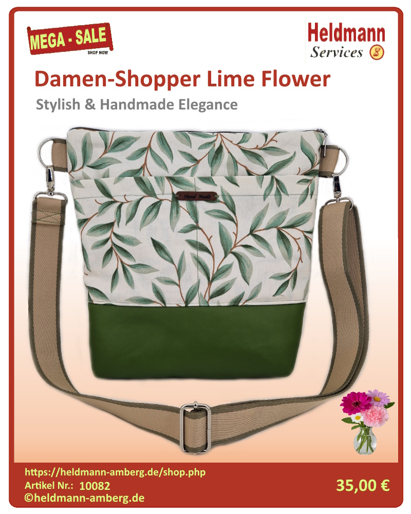 10082 Damen-Shopper Lime Flower