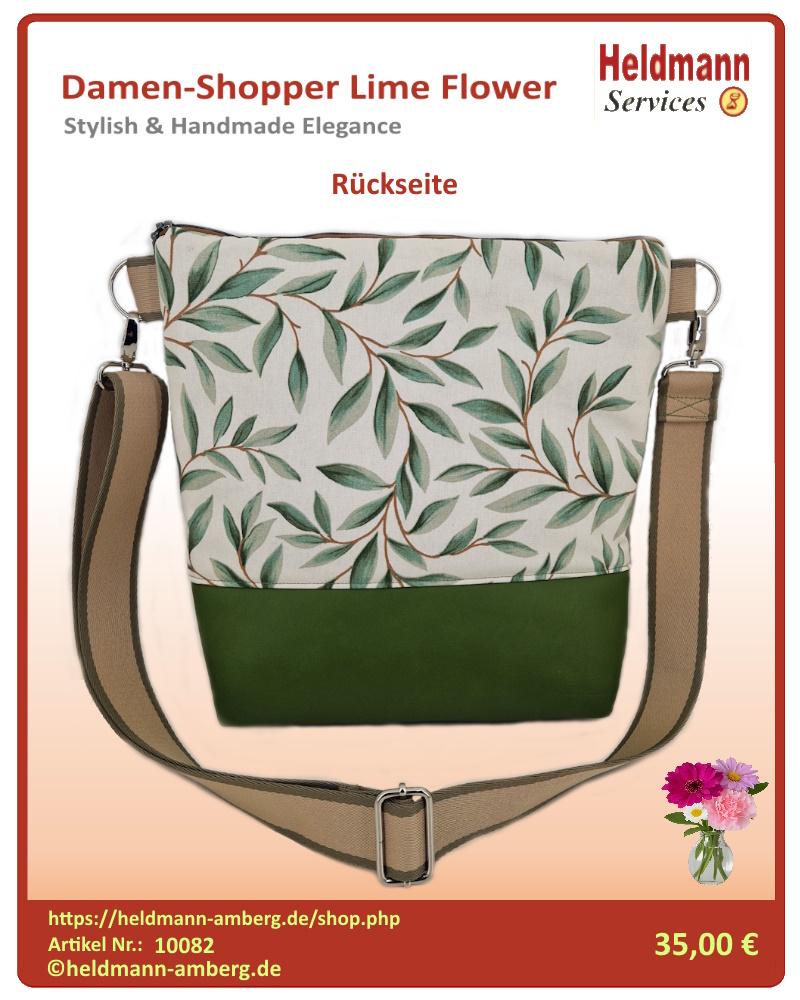 10082 Damen-Shopper Lime Flower Rückseite