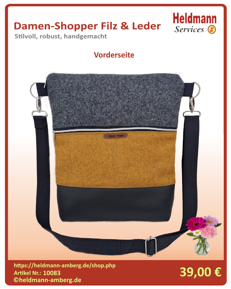 10083 Damen-Shopper Filz & Leder VOrderseite