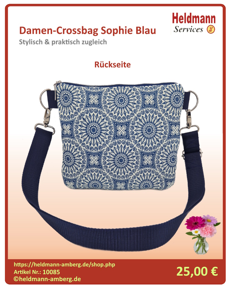 10085 Damen-Crossbag Sophie Blau Rückseite