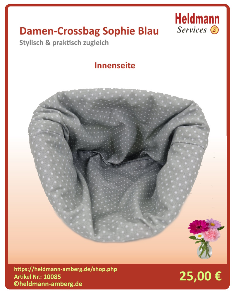 10085 Damen-Crossbag Sophie Blau Innenseite