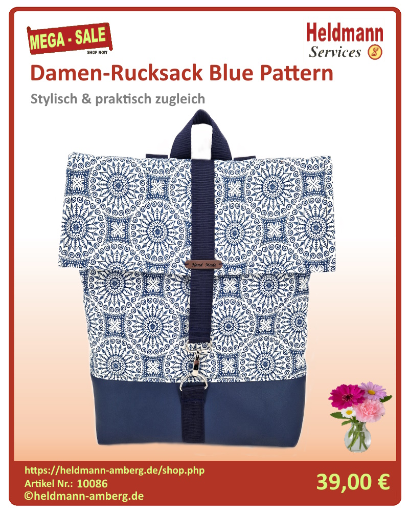 10086 Damen-Rucksack Blue Pattern