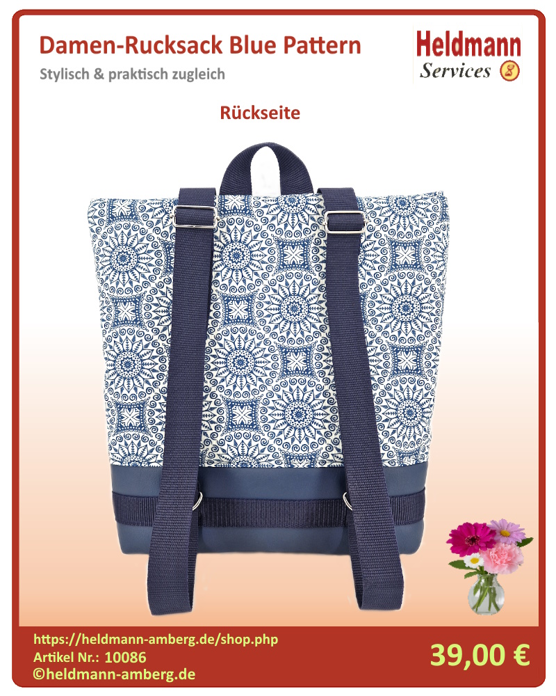 10086 Damen-Rucksack Blue Pattern Rückseite