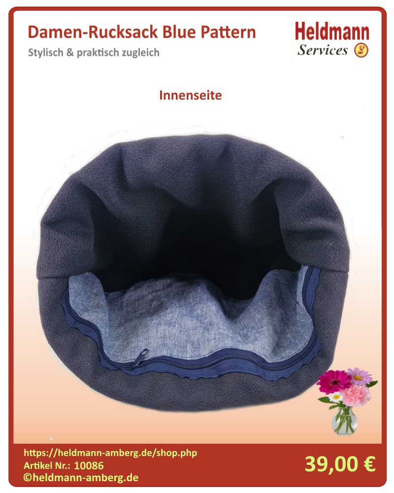 10086 Damen-Rucksack Blue Pattern Innenseite