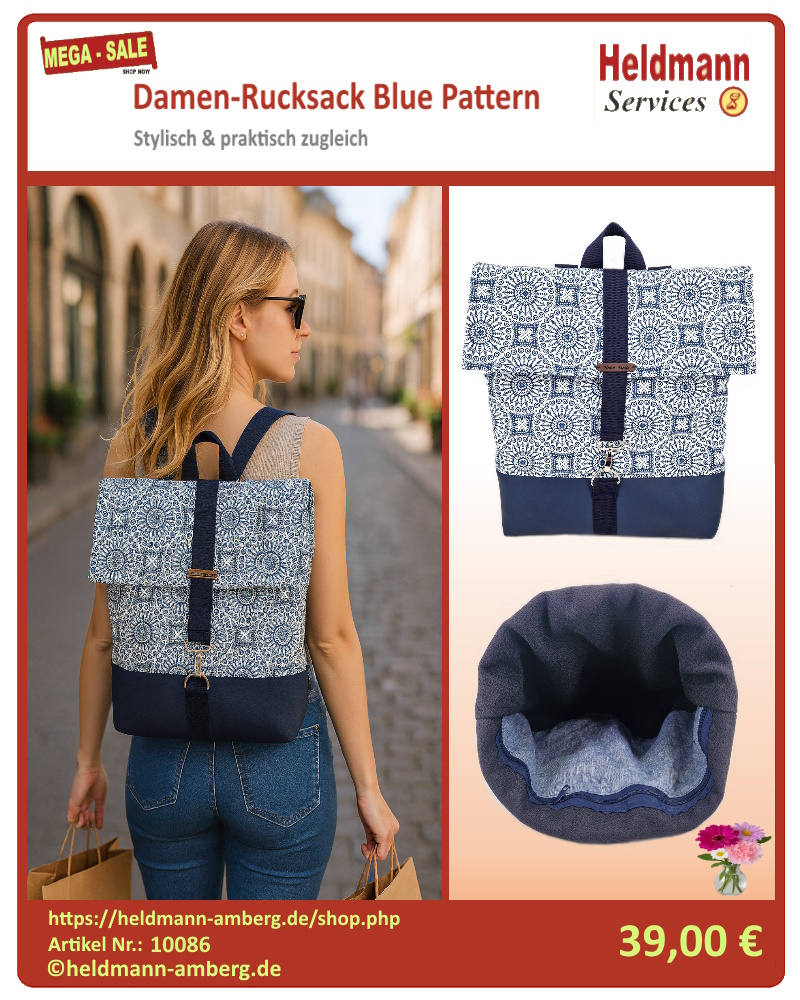 10086 Damen-Rucksack Blue Pattern