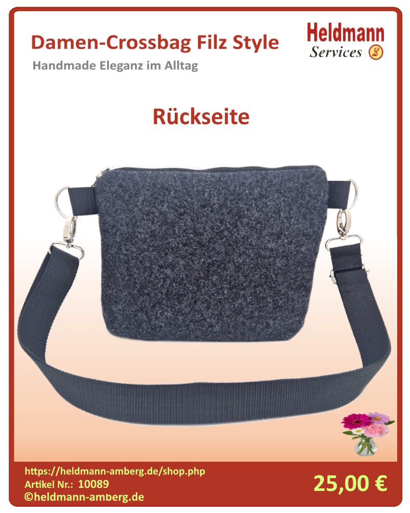 10089 Damen-Crossbag Filz Style Rückseite
