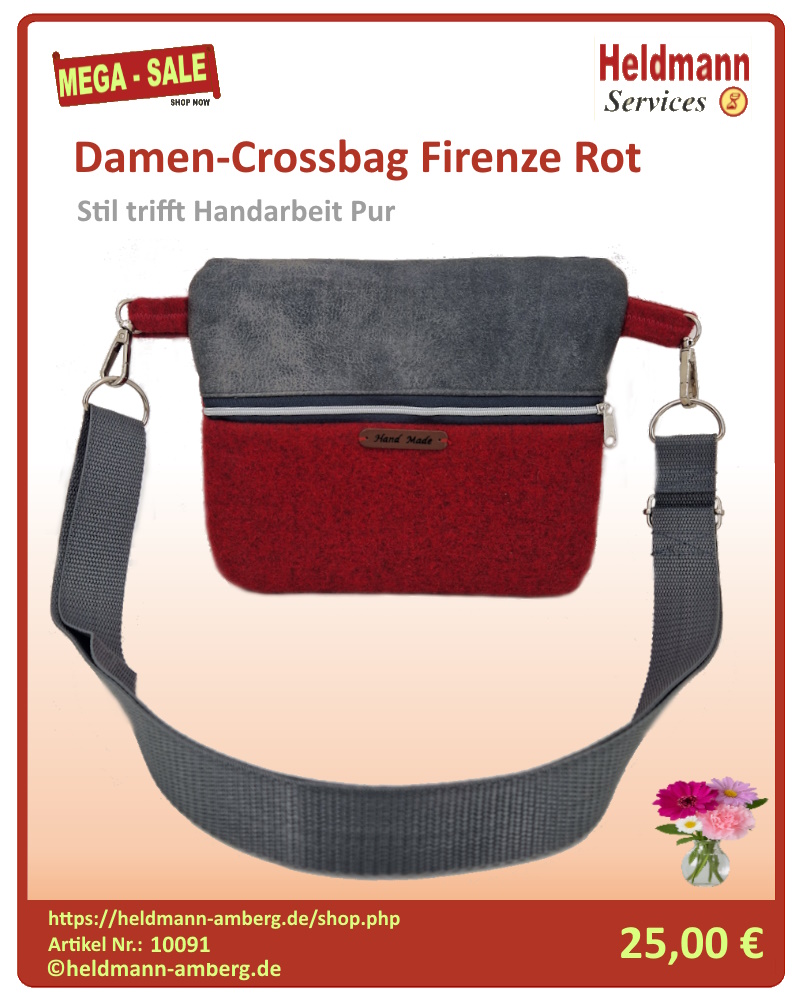 10091 Damen-Crossbag Firenze Rot