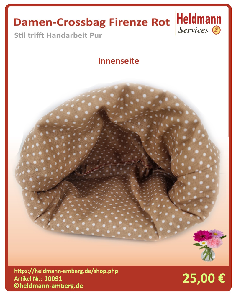 10091 Damen-Crossbag Firenze Rot Innenseite