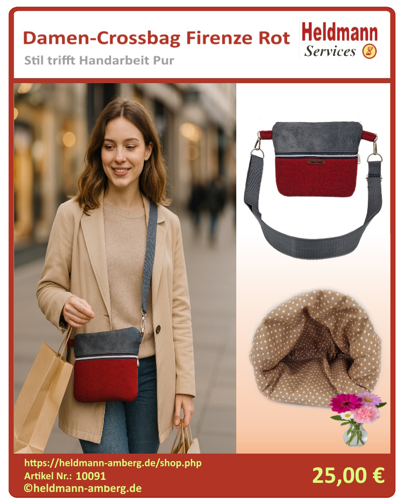 10091 Damen-Crossbag Firenze Rot