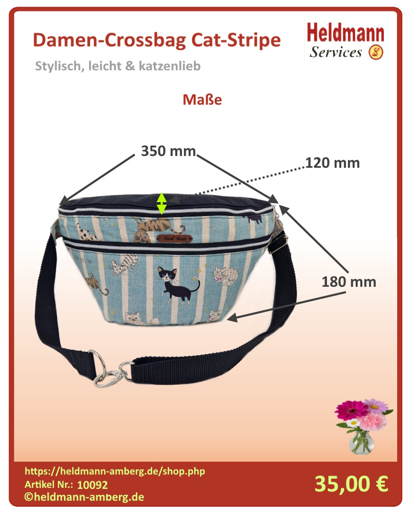10092 Damen-Crossbag Cat-Stripe Maße
