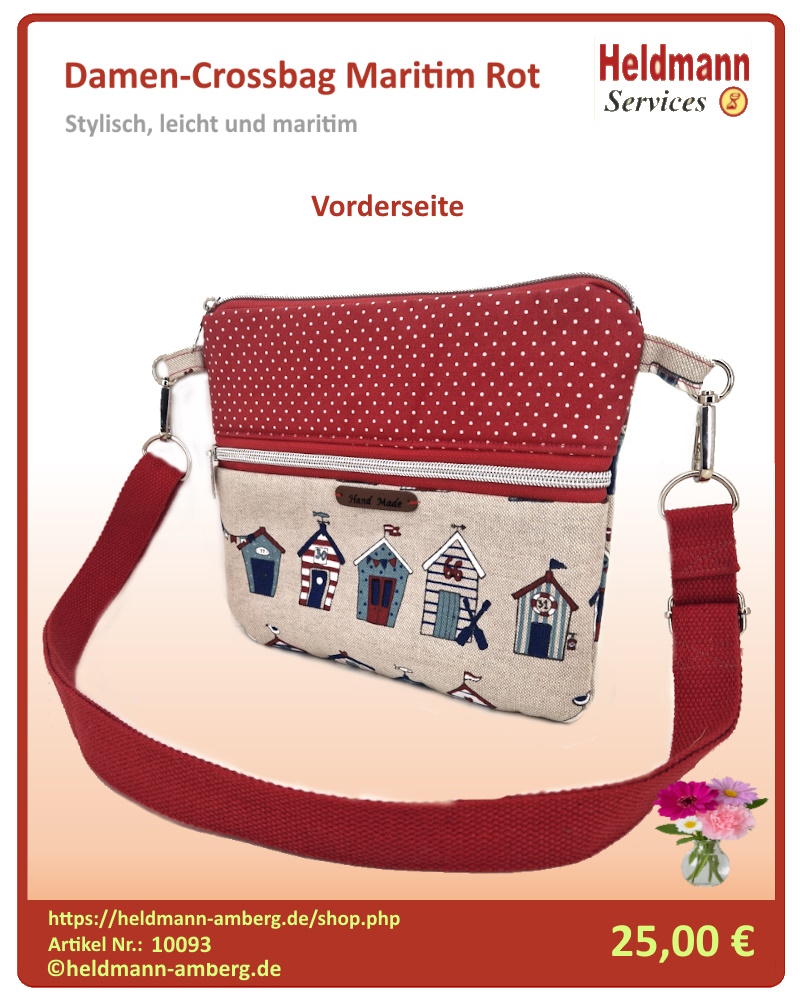 10093 Damen-Crossbag Maritim Rot Vorderseite
