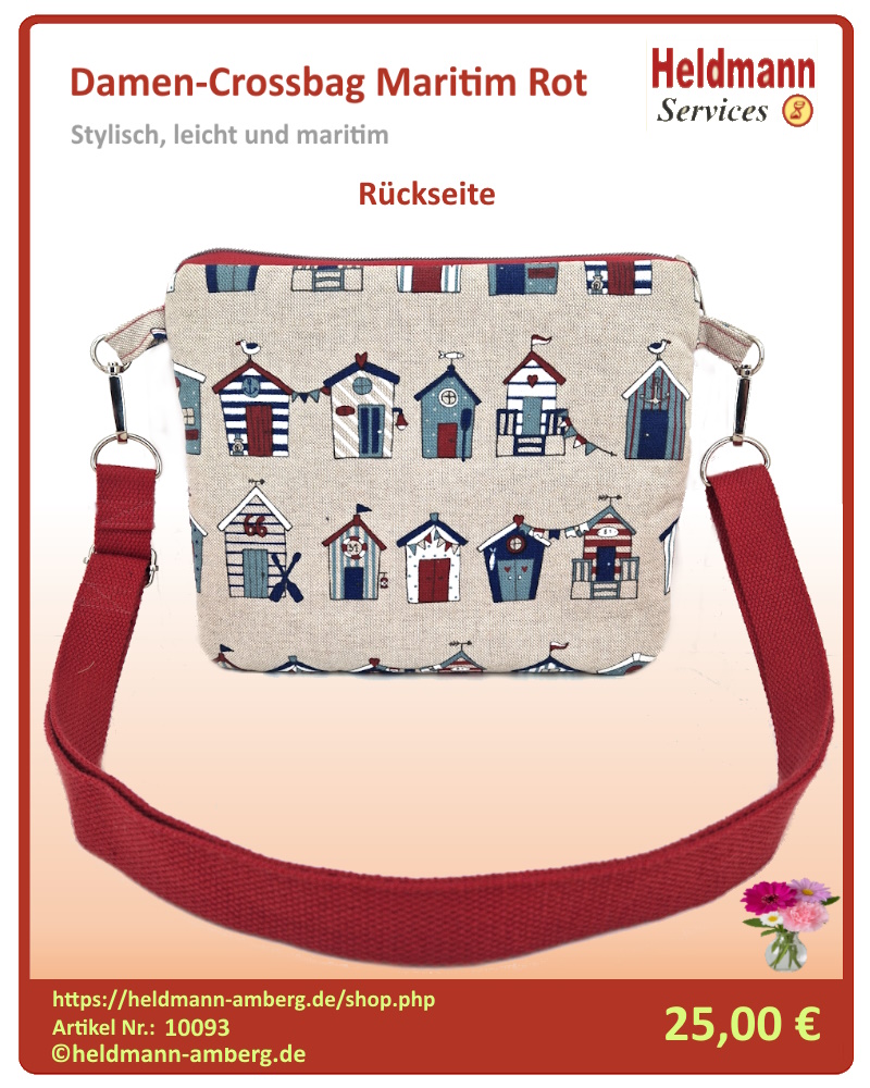 10093 Damen-Crossbag Maritim Rot Rückseite