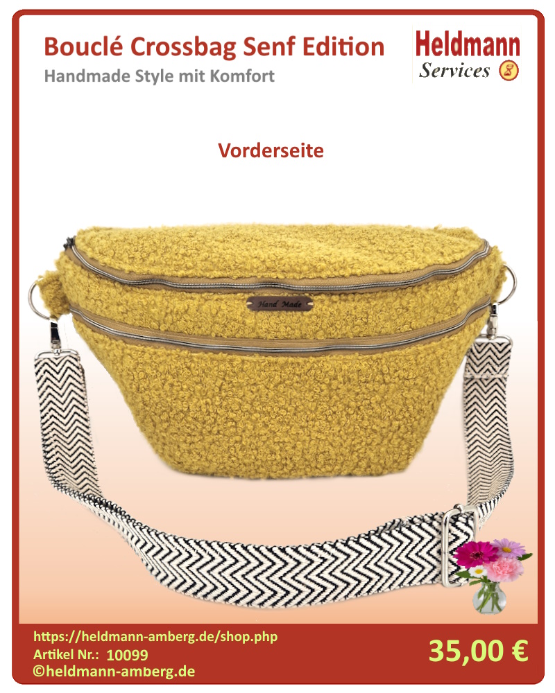10099 Bouclé Crossbag Senf Edition Vorderseite