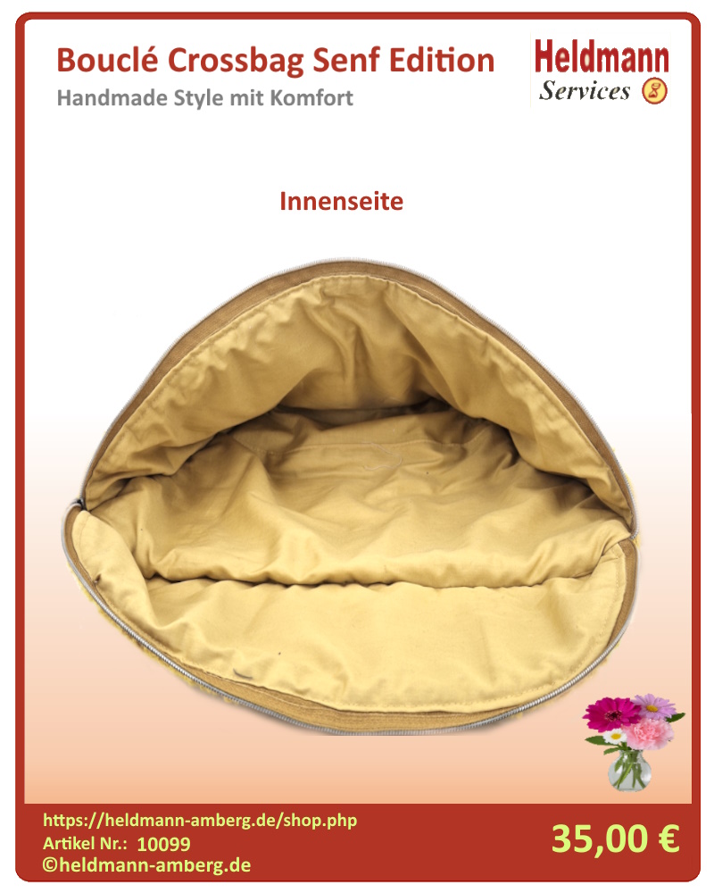 10099 Bouclé Crossbag Senf Edition Innenseite