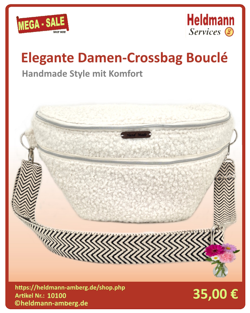 10100 Elegante Damen-Crossbag Bouclé