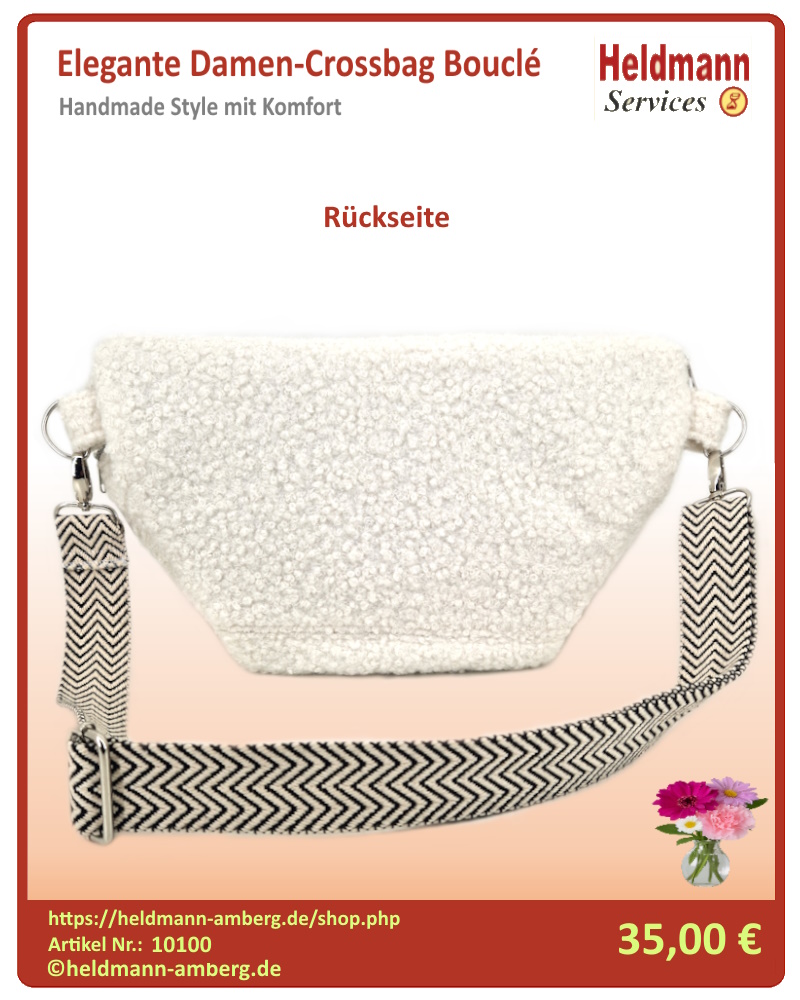 10100 Elegante Damen-Crossbag Bouclé Rückseite