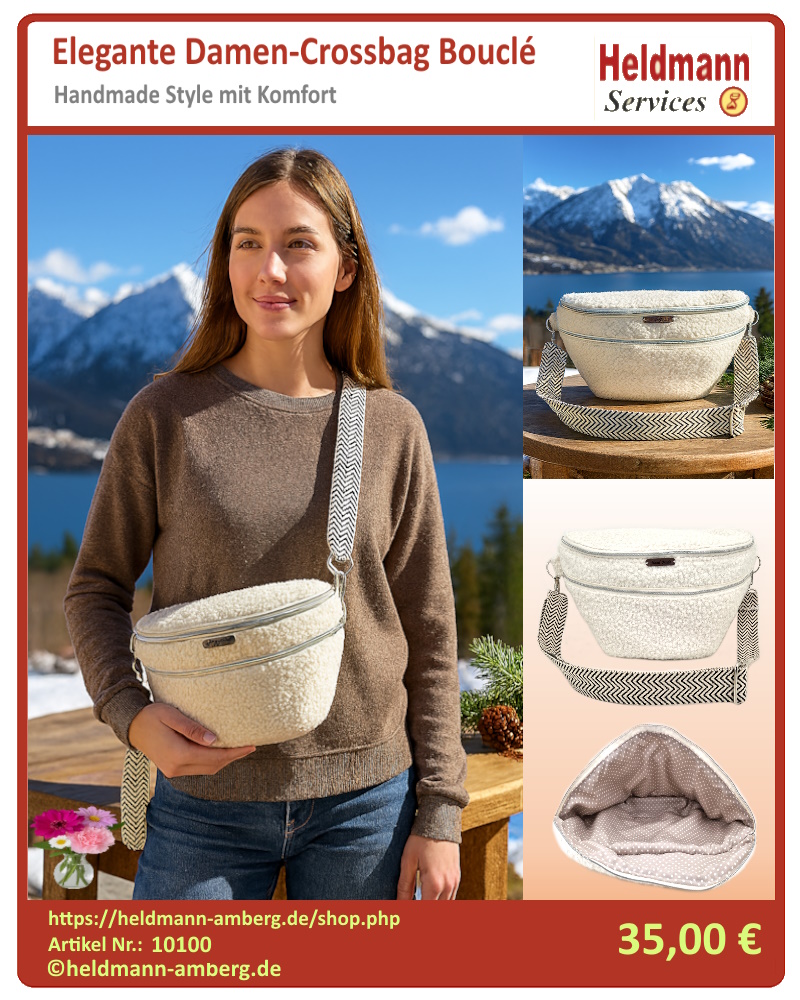 10100 Elegante Damen-Crossbag Bouclé