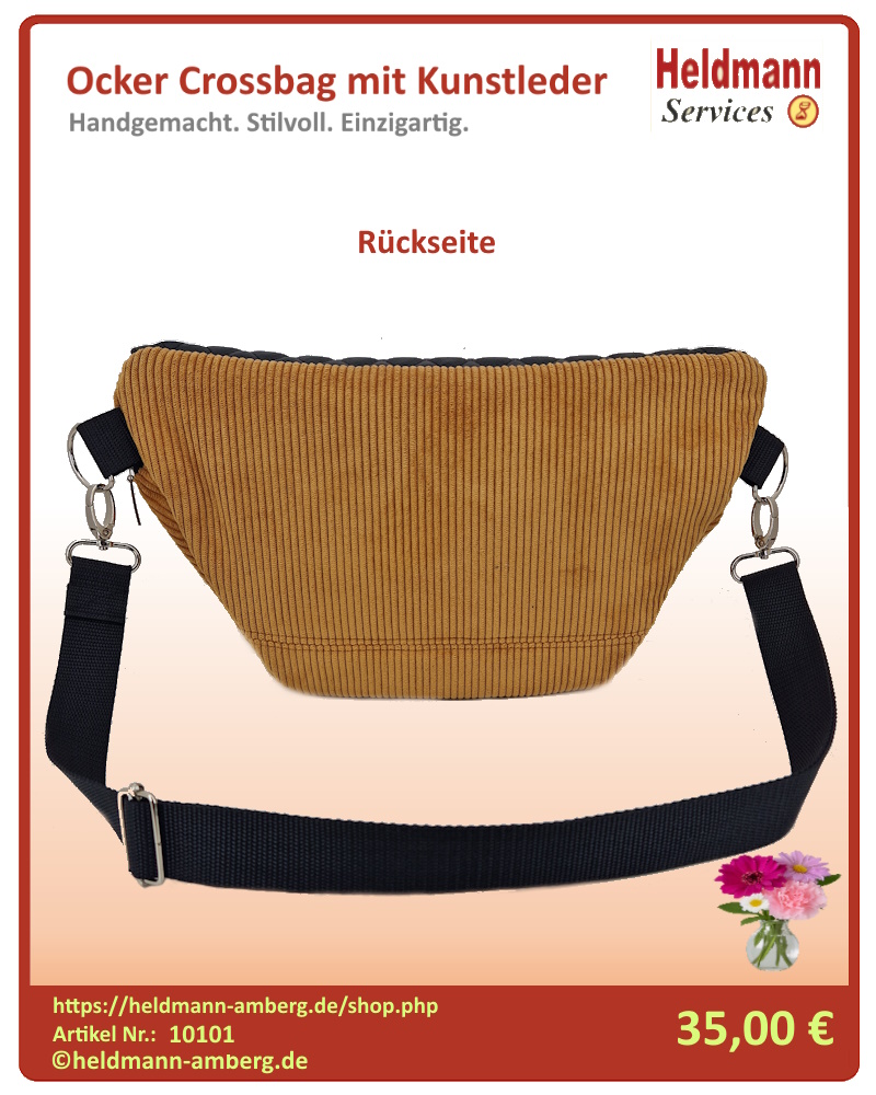 10101 Ocker Crossbag mit Kunstleder Rückseite