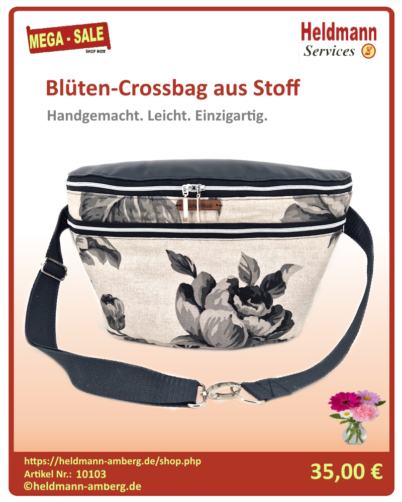 10103 Blüten-Crossbag aus Stoff