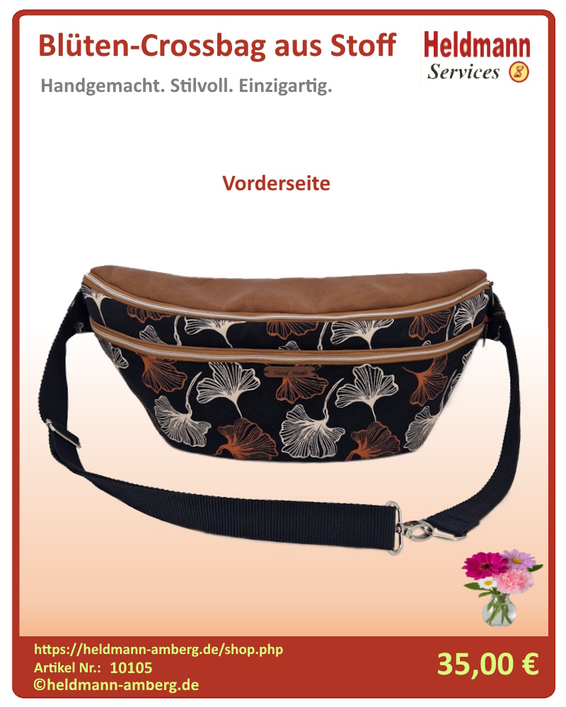 10105 Blüten-Crossbag aus Stoff Vorderseite