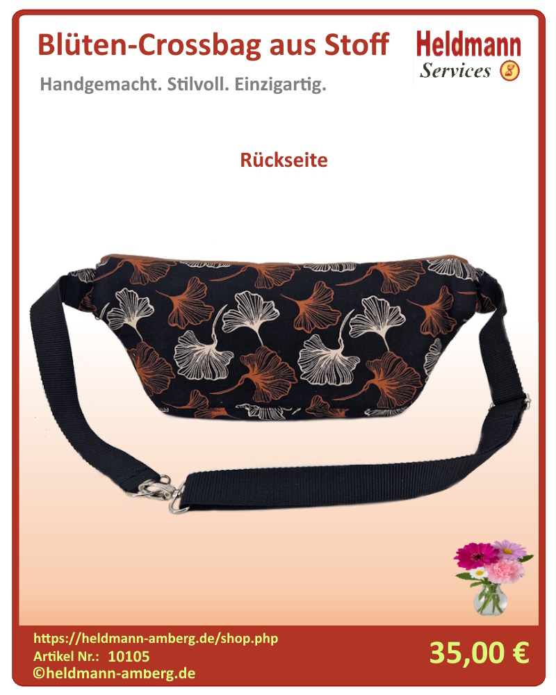 10105 Blüten-Crossbag aus Stoff Rückseite