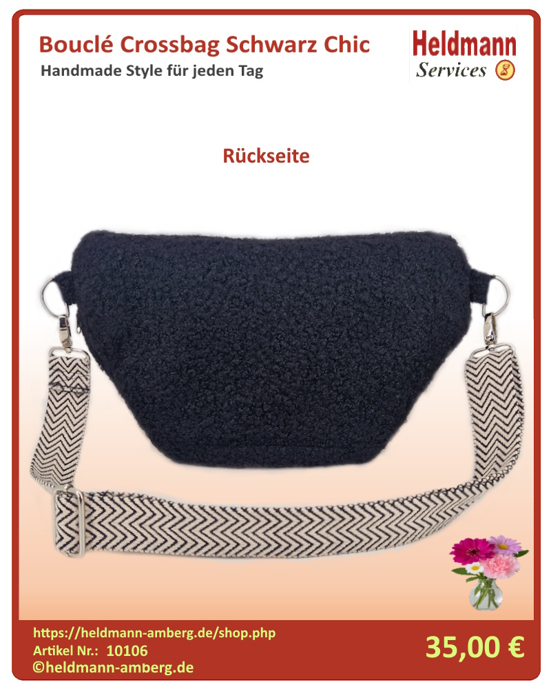 10106 Bouclé Crossbag Schwarz Chic Rückseite