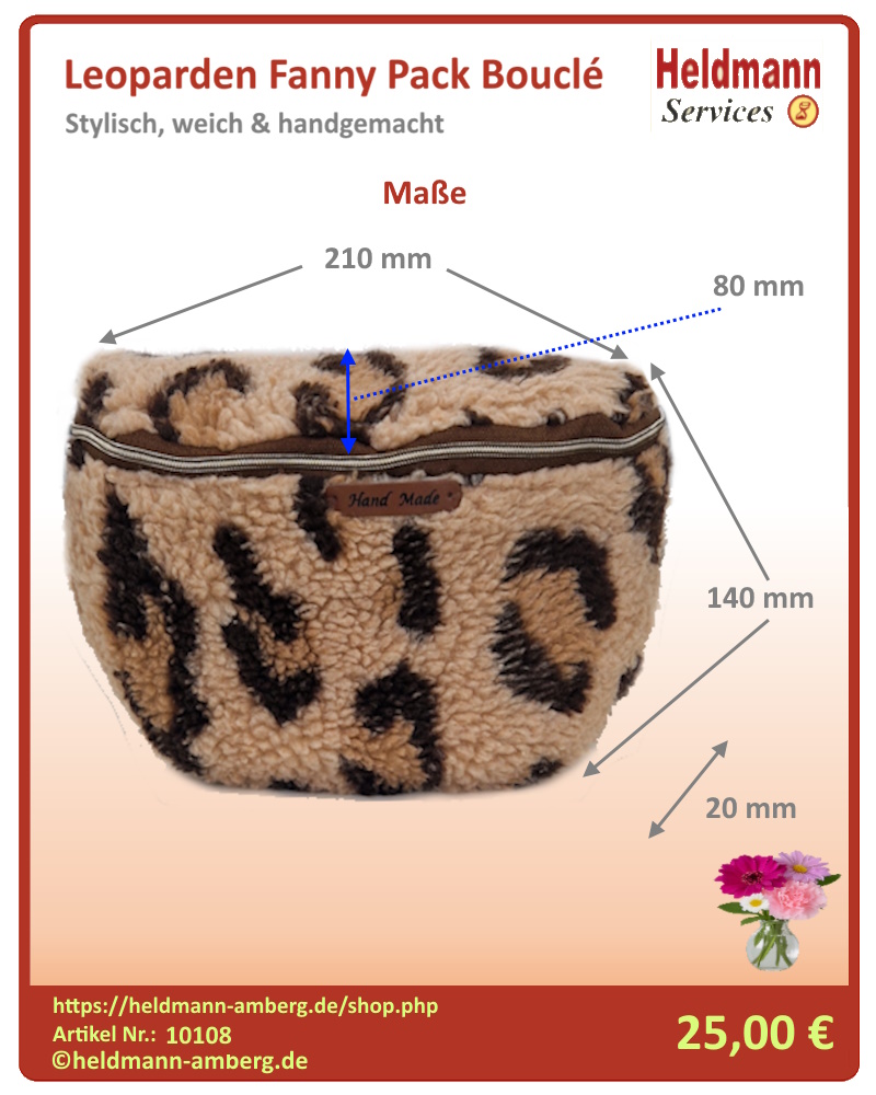 10108 Leoparden Fanny Pack Bouclé Maße