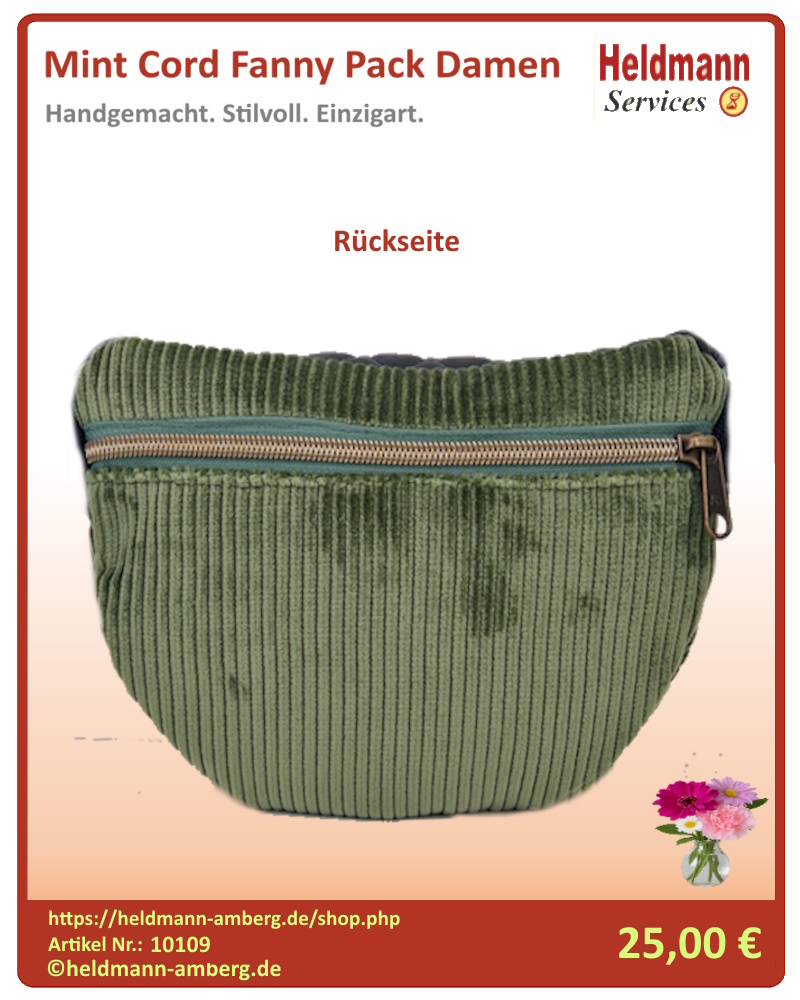 10109 Mint Cord Fanny Pack Damen Rückseite