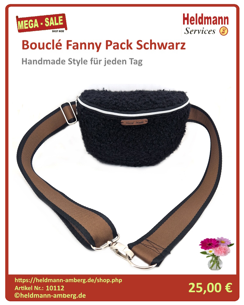 10112 Bouclé Fanny Pack Schwarz
