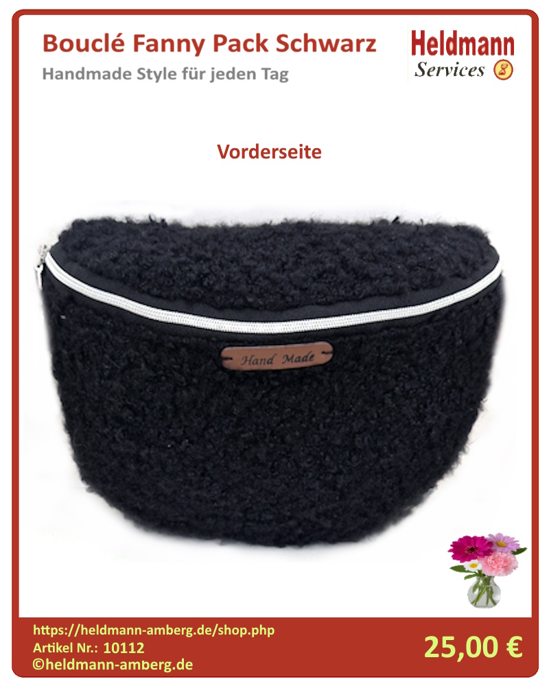 10112 Bouclé Fanny Pack Schwarz Vorderseite