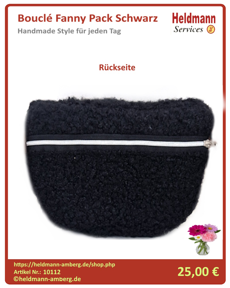10112 Bouclé Fanny Pack Schwarz Rückseite